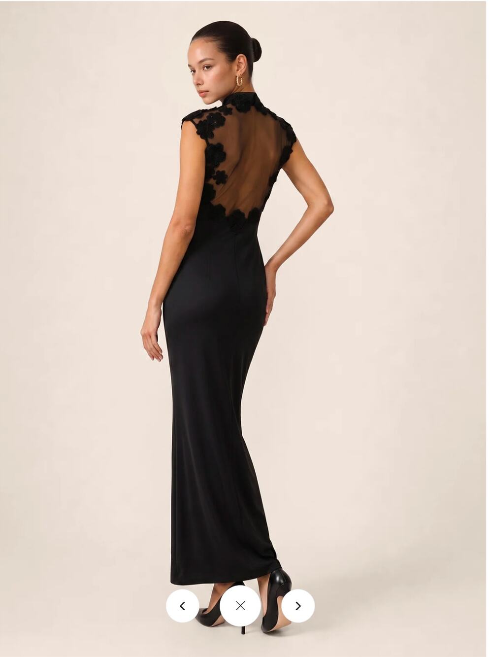 Black Lace-Back Evening Gown